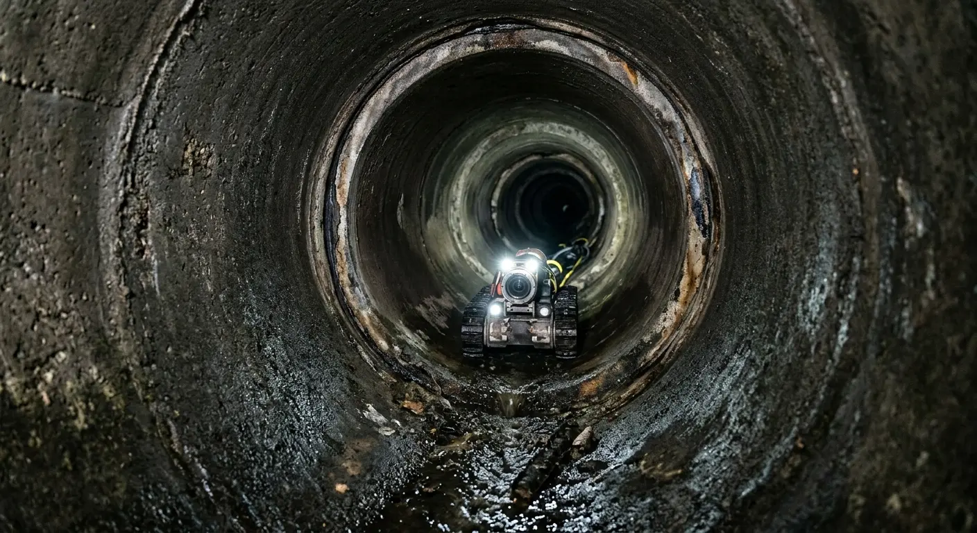 Robotic sewer camera inspecting pipe interior for Sewer Line Repair in Blythewood